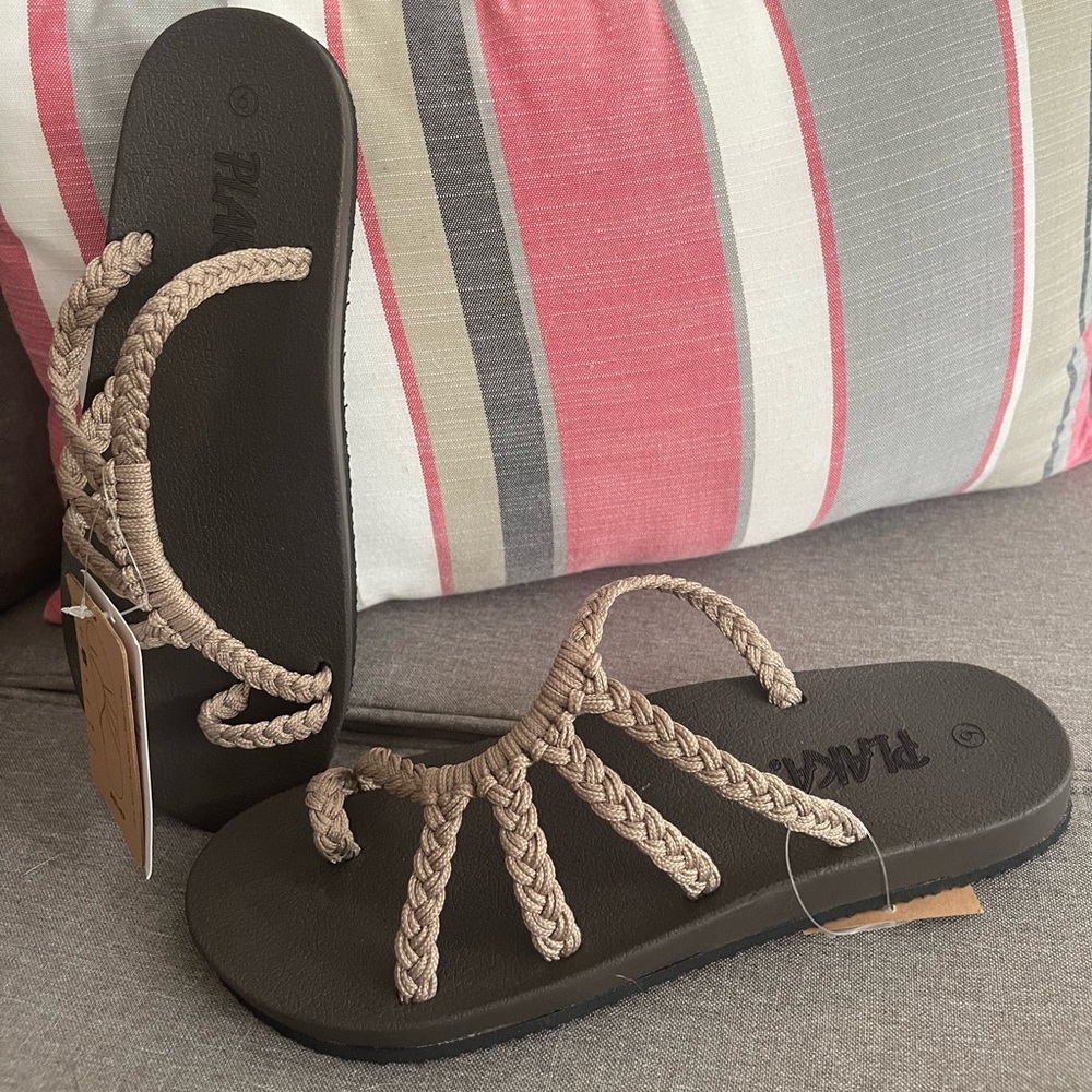 New Plaka stretch arch support sandals flip flops sz 9 ladies